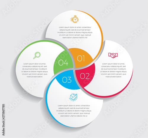 Infographic design vector and marketing icons can be used for workflow layout, diagram, annual report, web design.  Business concept with 4 options, steps or processes. - Vector  photo