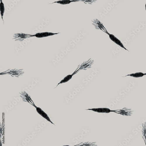 Seamless pattern with hand drawn stylized carrot