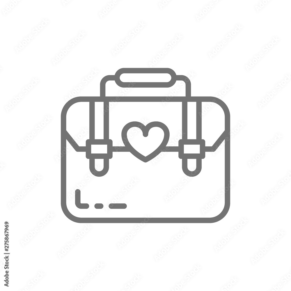 Women bag, female briefcase line icon. Women bag, female briefcase line icon.