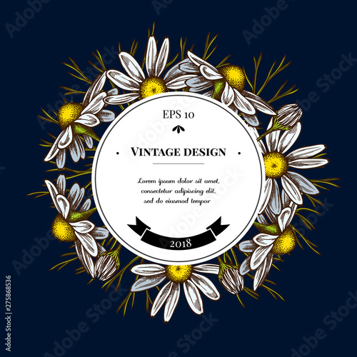 Badge over design with chamomile