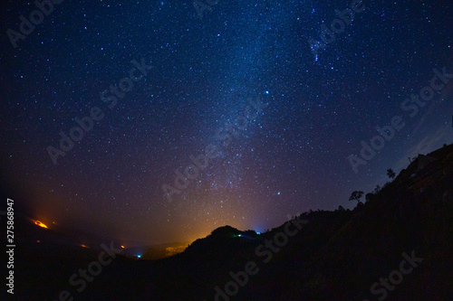 Landscape with Milky way galaxy and Mountain,Night landscape 