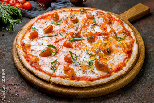 Italian pizza Margherita on the board
