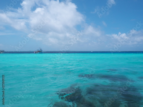 Ikema island, Japan - June 28, 2019: Yabiji or Yaebishi: the biggest coral reef, located at the north of Ikema island, in Japan