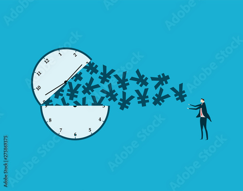 Time and money, time is money, currency symbols,renminbi