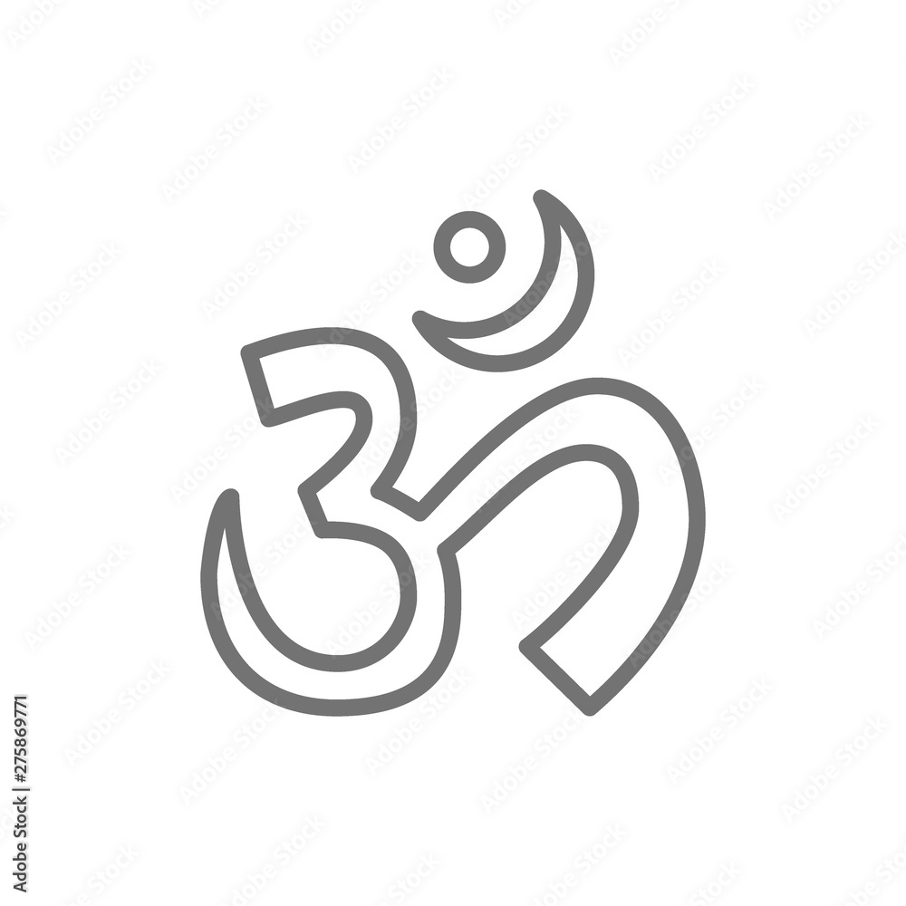 Om or Aum Indian sacred sound symbol, mantra line icon. Om or Aum Indian sacred sound symbol, mantra line icon.