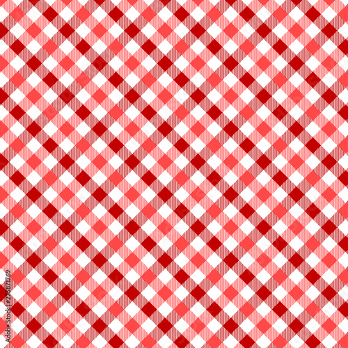 Red Gingham pattern. Texture from rhombus/squares for - plaid, tablecloths, clothes, shirts, dresses, paper, bedding, blankets, quilts and other textile products. Vector illustration EPS 10