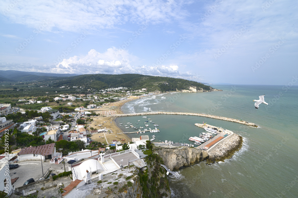 Naklejka premium porto di Peschici visto dall'alto