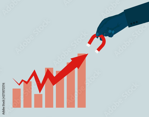 Financial stock market economy, business people and magnets