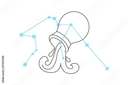 Zodiac signs Aquarius. line icon. Simple element illustration. pisces outline icon from zodiac concept.