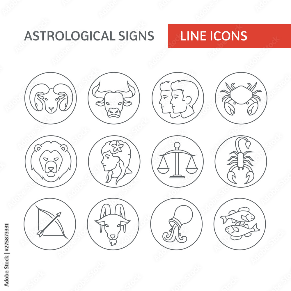 Astrological icons, vector. line icon. Simple element illustration. pisces outline icon from zodiac concept.