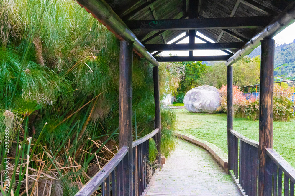 Tabio Colombia wooden bridge in public garden