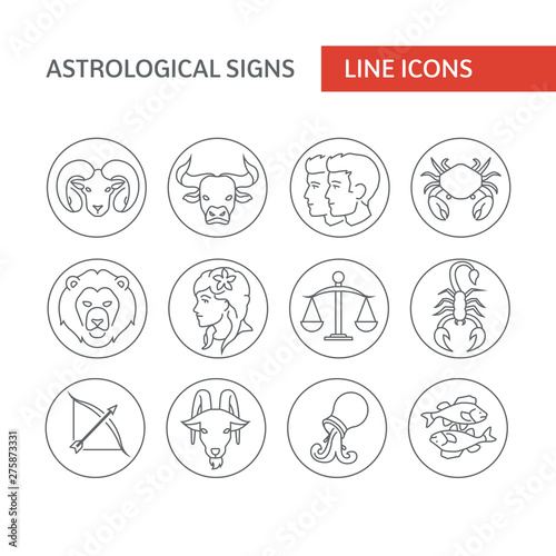 Astrological icons, vector. line icon. Simple element illustration. pisces outline icon from zodiac concept.