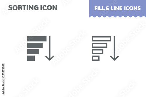 Sorting icon, vector. Fill and line. Flat design. Ui icon