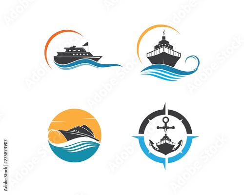 cruise ship Logo Template vector icon illustration design