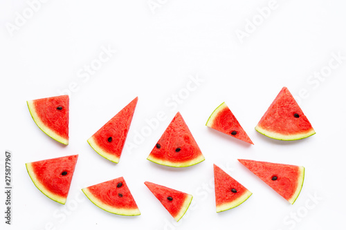 slices of watermelon isolated on white background.