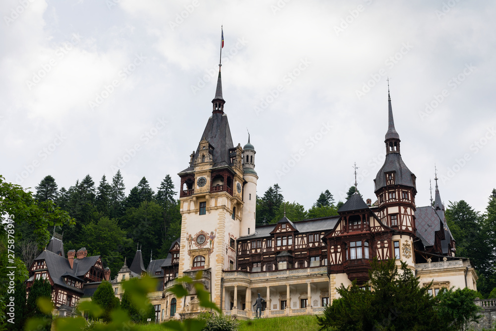 Scenic picture of the Peles Castle in Sinaia, Romania