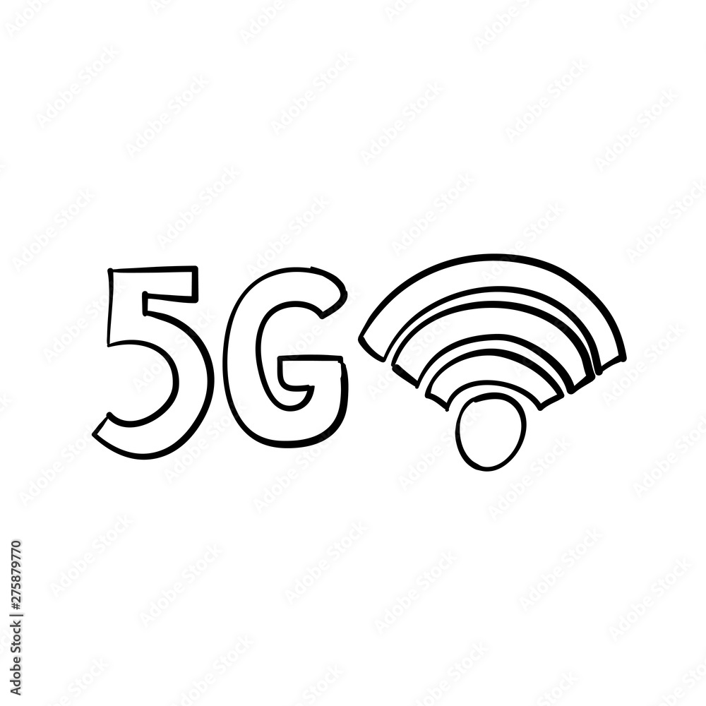 handdrawn doodle 5g illustration vector handdrawn doodle 5g illustration vector