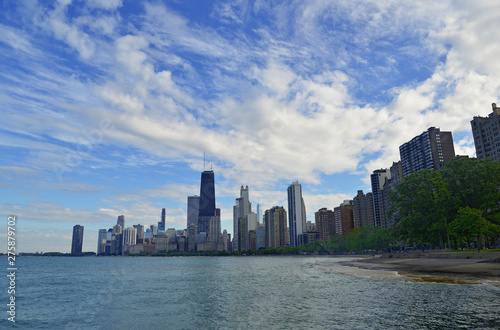 City Skyline with high rise buildings and skyscrapers in Chicago Illinois, USA © nyker