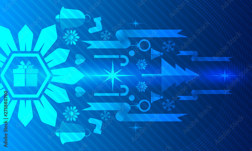 Obraz premium Merry Christmas, Vector illustration white gear and tree cog wheel gift on circuit board, Hi-tech digital technology and engineering, Abstract futuristic- technology on blue color background.