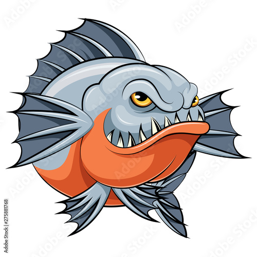 angry piranha fish mascot