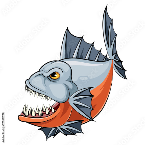 A cartoon piranha fish