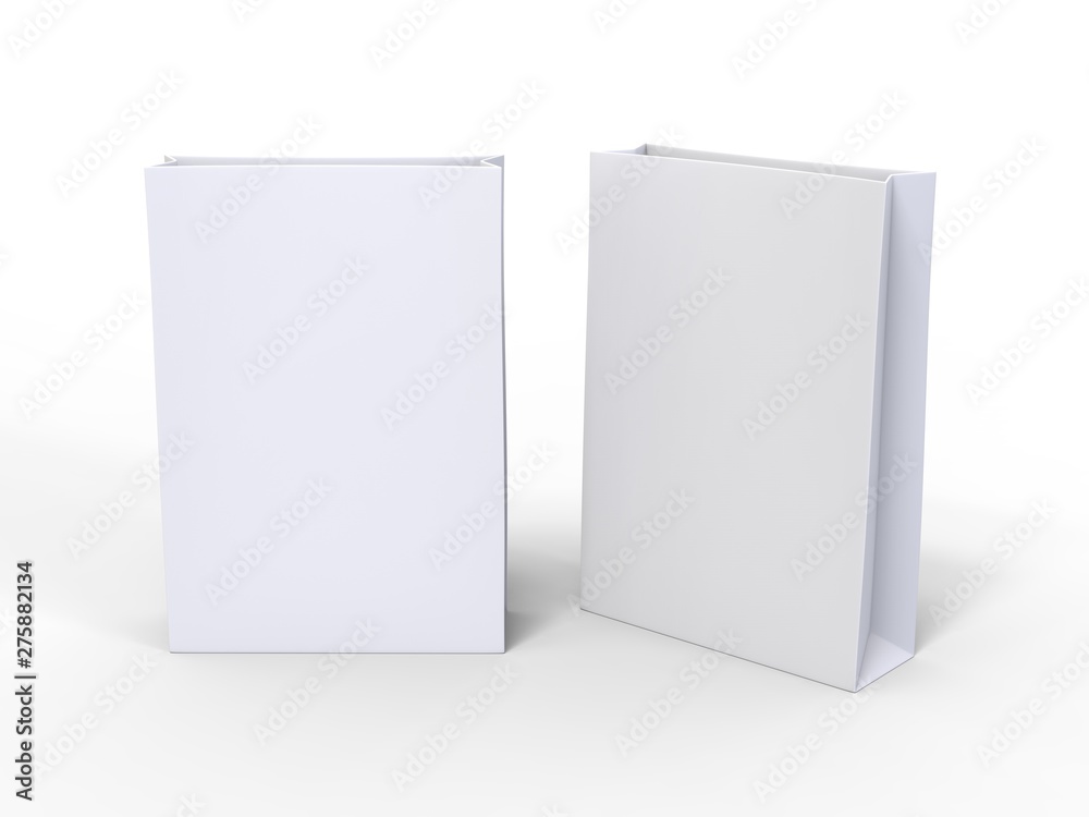 Blank template of shopping Paper Bag 3d illustration for branding design and mock up. Blank template of shopping Paper Bag 3d illustration for branding design and mock up.
