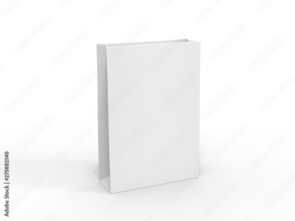 Blank template of shopping Paper Bag 3d illustration for branding design and mock up.