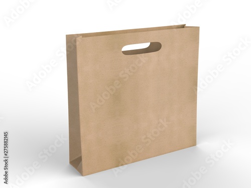 Blank template of shopping Paper Bag 3d illustration for branding design and mock up.