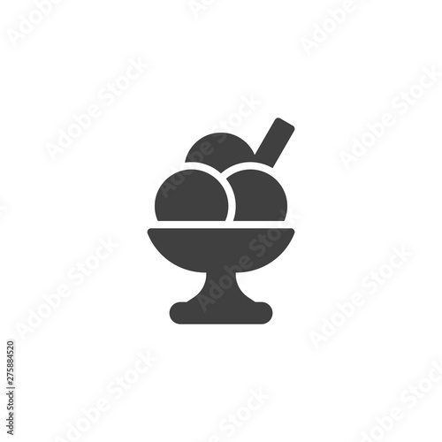 Cup of ice cream vector icon. filled flat sign for mobile concept and web design. Sundae glyph icon. Summer Dessert Symbol, logo illustration. Vector graphics