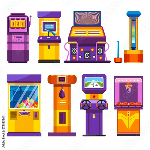 Game or slot machines attraction park devices isolated objects