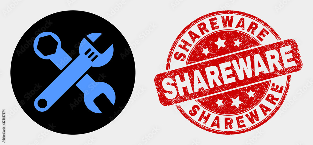 Foto Rounded wrenches icon and Shareware watermark