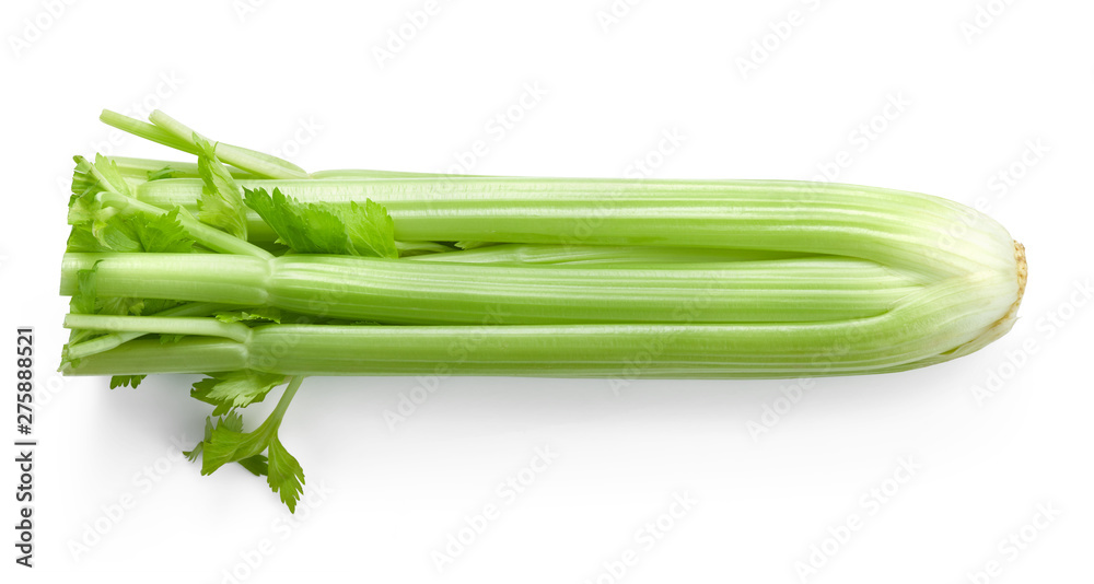 fresh green celery isolated on white background fresh green celery isolated on white background