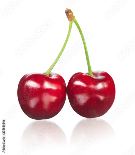 fresh two cherry isolated on white background