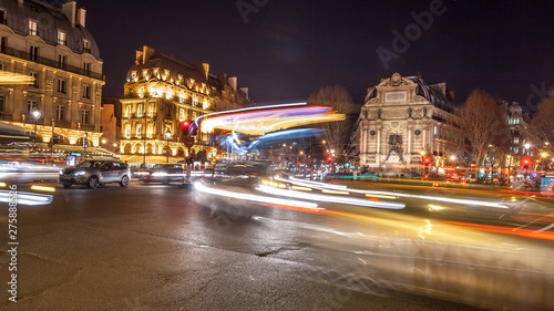 beautiful streets of Paris at night, France © k_samurkas