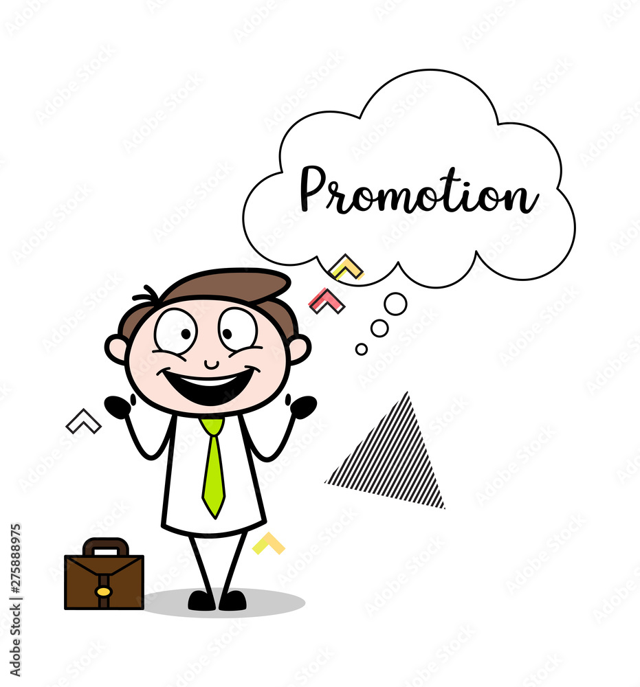 Getting Excited After Thinking About the Promotion - Office Businessman Employee  Cartoon Vector Illustration Stock Vector | Adobe Stock