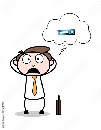 Worried About the File - Office Businessman Employee Cartoon Vector Illustration photo