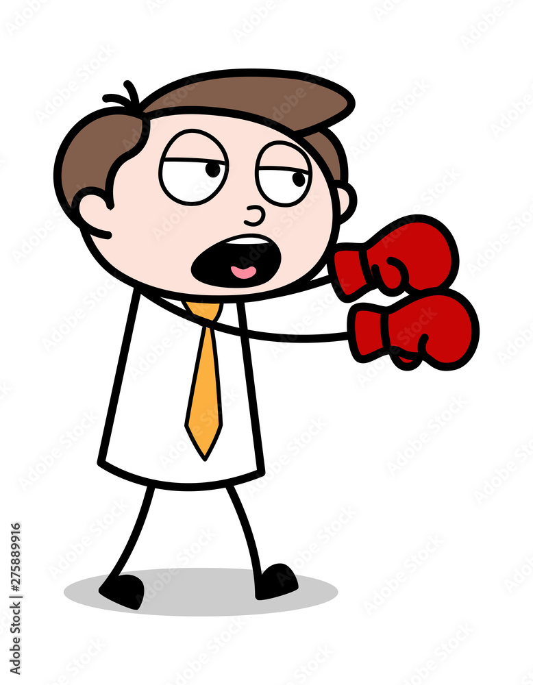 Punching - Office Businessman Employee Cartoon Vector Illustration