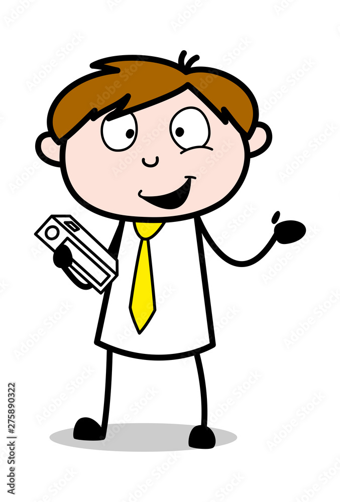 Holding a Book and Discussing - Office Salesman Employee Cartoon Vector Illustration Holding a Book and Discussing - Office Salesman Employee Cartoon Vector Illustration