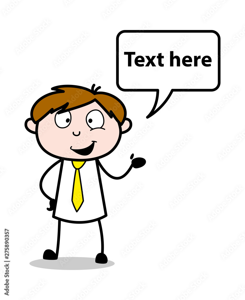 Presenting with Speech Bubble - Office Salesman Employee Cartoon Vector Illustration Presenting with Speech Bubble - Office Salesman Employee Cartoon Vector Illustration