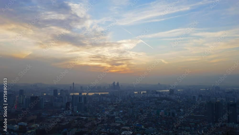 Timelapse From the top point on Seoul city twilights on sunset Timelapse From the top point on Seoul city twilights on sunset