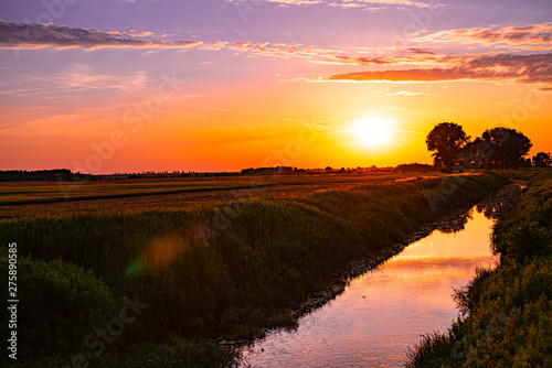 Sunset at the Wirowa river  Roztocze  Lubelskie  Poland.