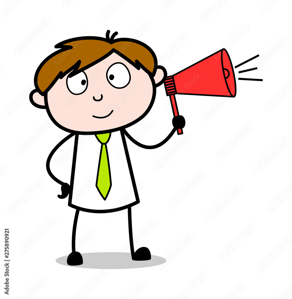 Announcing - Office Salesman Employee Cartoon Vector Illustration Announcing - Office Salesman Employee Cartoon Vector Illustration
