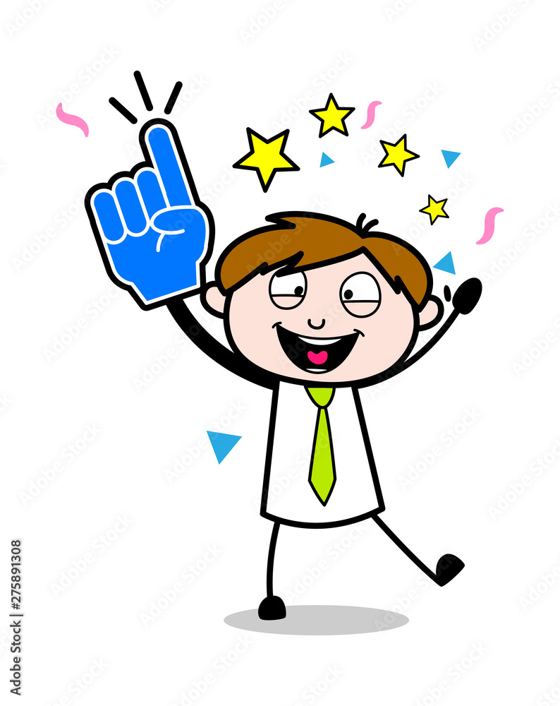 Cheering Up - Office Salesman Employee Cartoon Vector Illustration