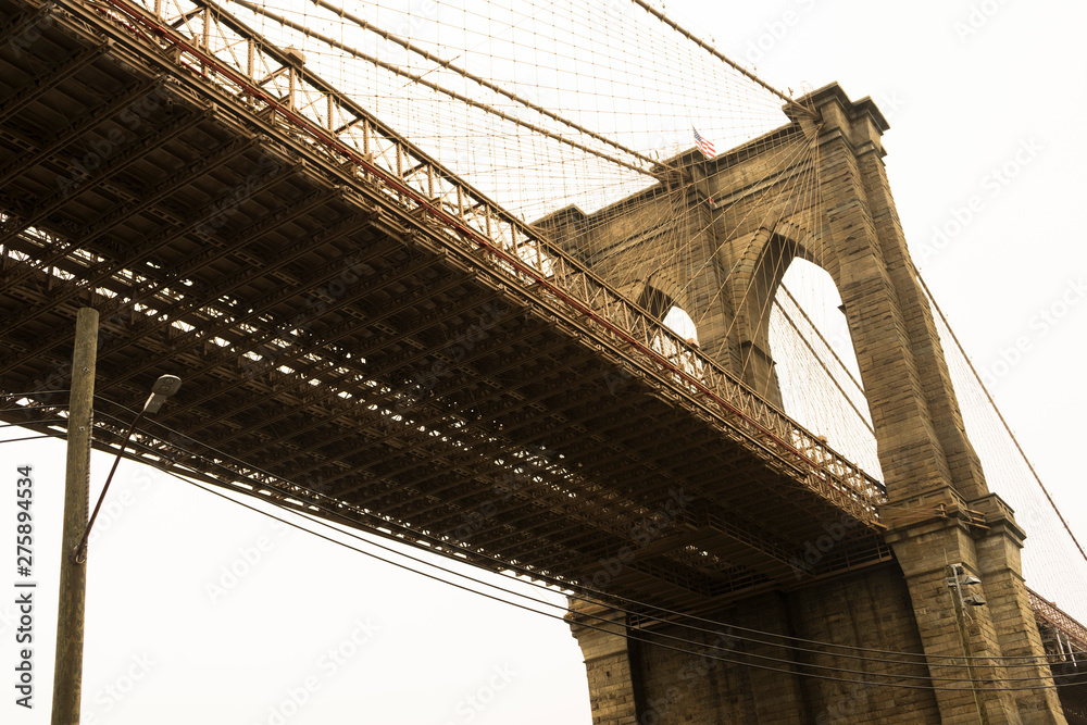 Brooklyn bridge from historical society dumbo in Brooklyn, New York, USA