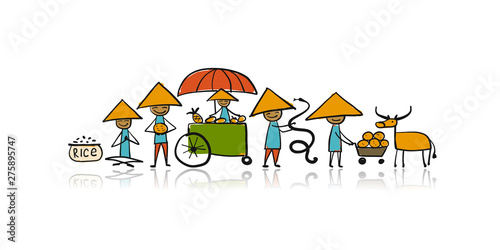 Asian lifestyle, people characters for your design