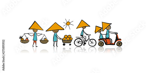 Asian lifestyle, people characters for your design