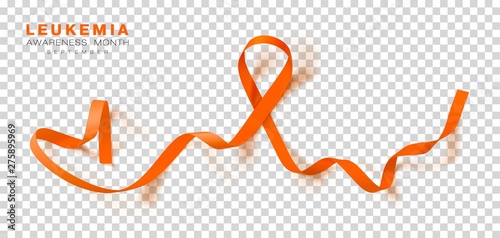 Leukemia Awareness Month. Orange Color Ribbon Isolated On Transparent Background. Vector Design Template For Poster.