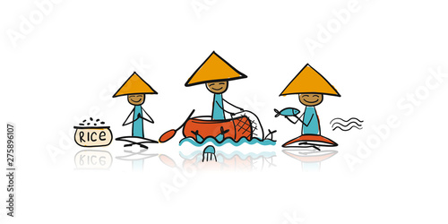 Asian lifestyle, people characters for your design