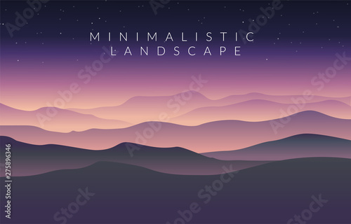 Minimalistic vector landscape background of mountains for your design.