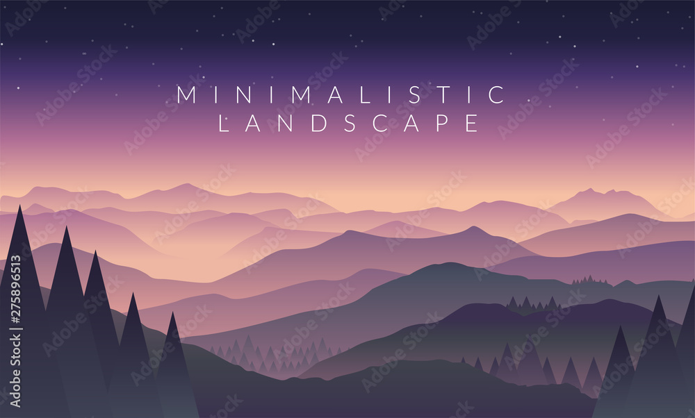 Minimalistic vector landscape background of mountains for your design ...